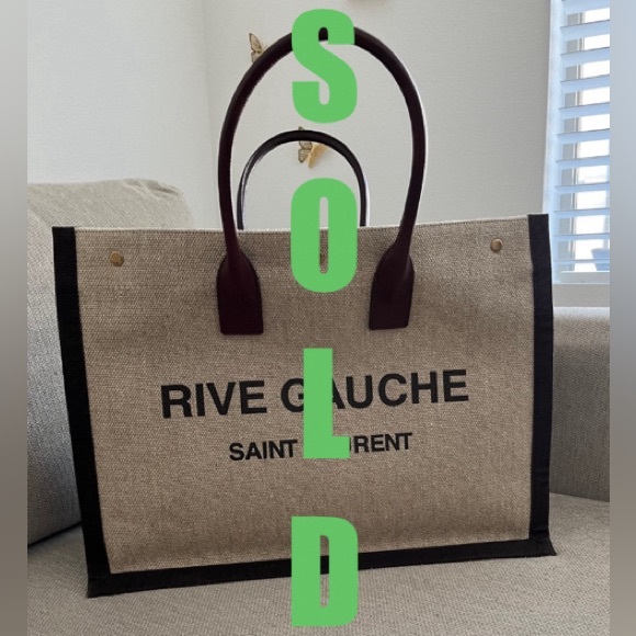 Yves Saint Laurent Handbags - Saint Laurent Rive Gauche Cabas Canvas Linen Tote Bag